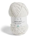 Pelote fil &agrave; tricoter 200m effet velours polyester blanc 100g