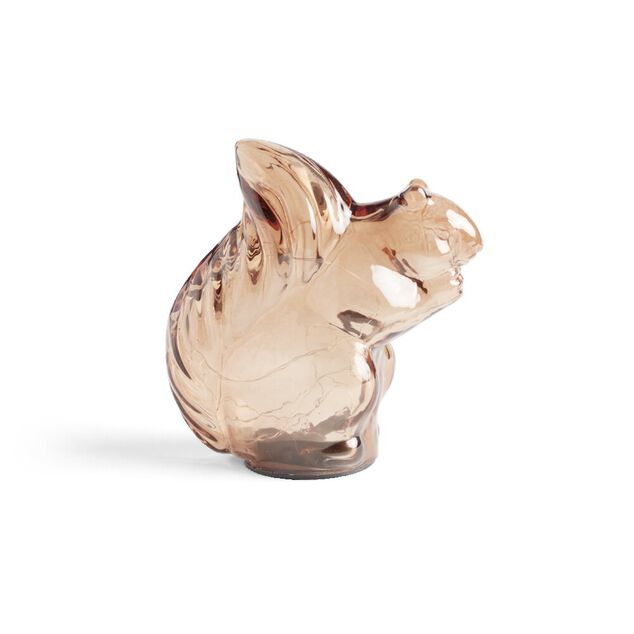 &Eacute;cureuil d&eacute;coratif en verre brun avec LED 8,3x14xH15,6cm