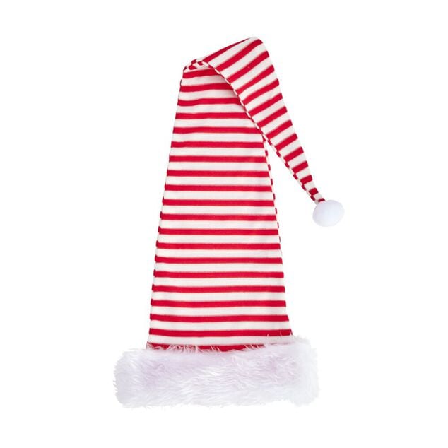 Bonnet de No&euml;l extra long tissu ray&eacute; rouge et blanc L90cm