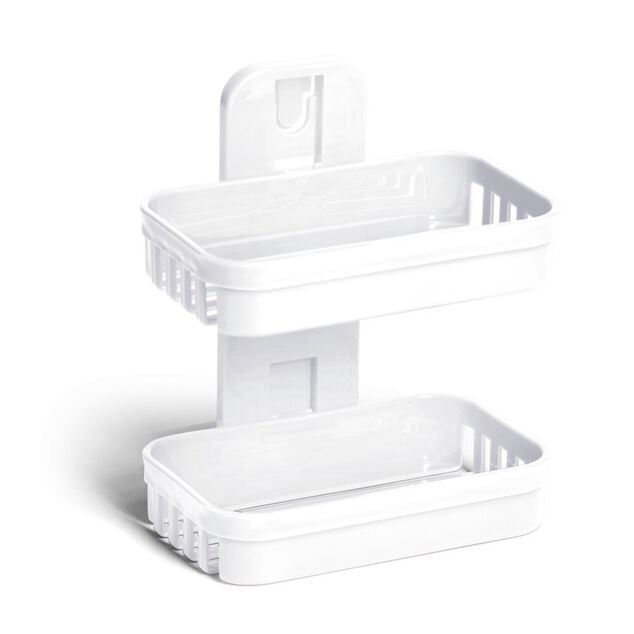 Porte savon 2 niveaux plastique (2 modèles blanc ou rose)