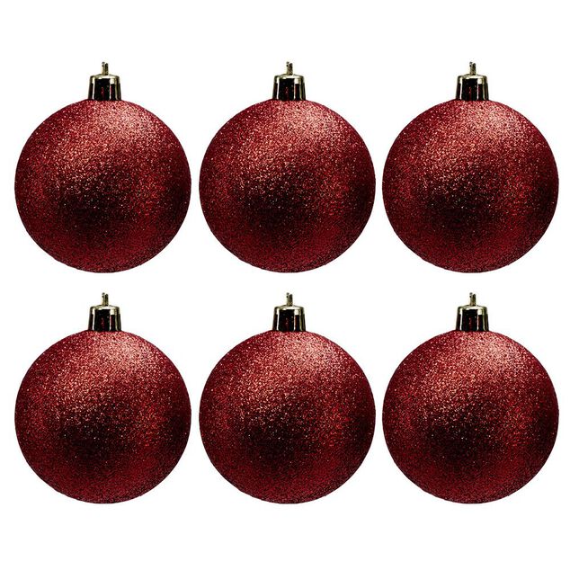 Boule de Noël pailletée rouges Ø6cm x6