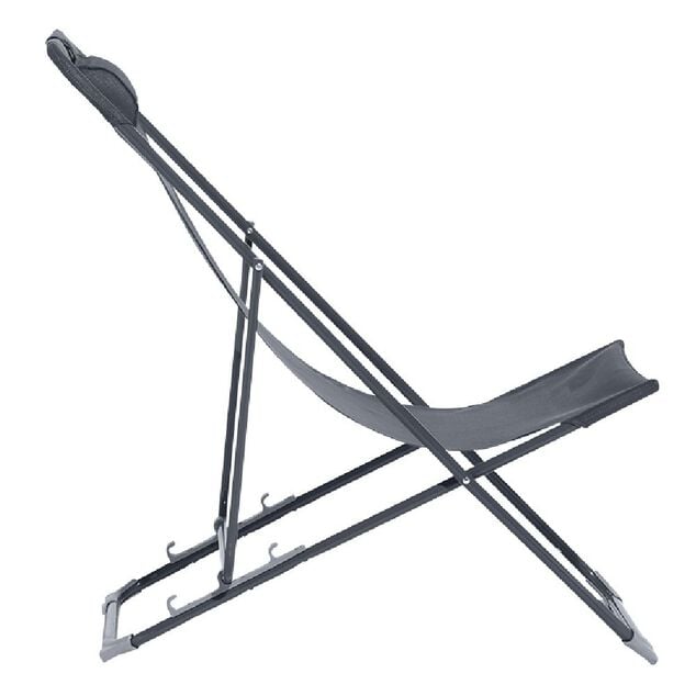 Chilienne Garden pliante avec t&ecirc;ti&egrave;re 3 positions grise 56x82xH76-90cm