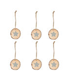 Décoration rondin de bois Noël x6