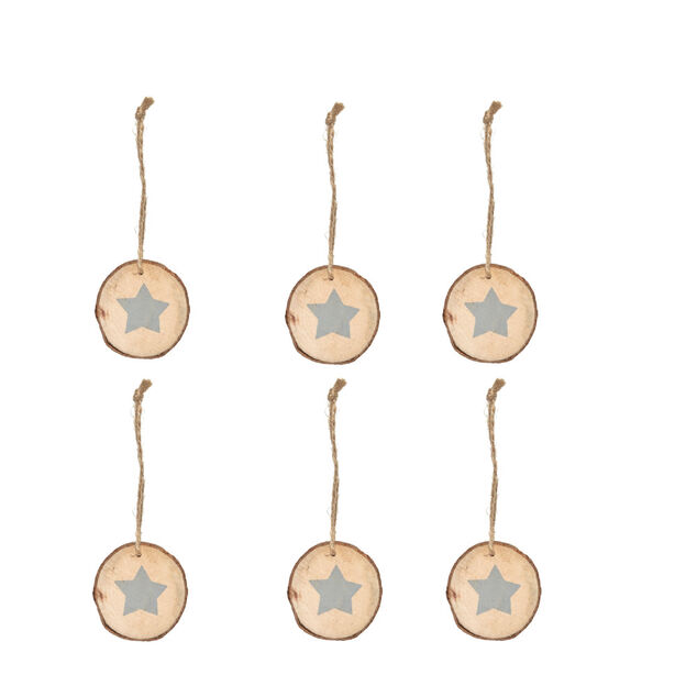 Décoration rondin de bois Noël x6