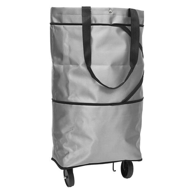 Chariot de course cabas 2-en-1 gris