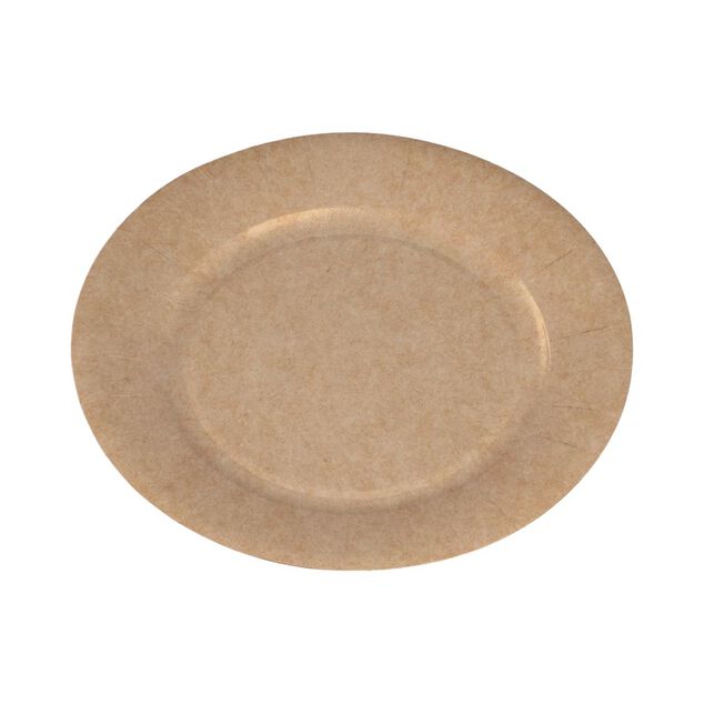 Lot de 50 assiettes &agrave; dessert rondes en carton kraft marron