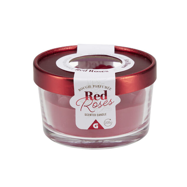 Bougie dans verre relief rose Ø10,5xH6cm (3 modèles)