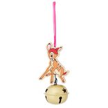 Grelot Disney Bambi orange et dor&eacute; &agrave; suspendre bois &Oslash;5xH11cm