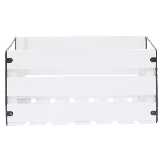 Caisse de rangement en bois et m&eacute;tal - L41 x l20 x H28 cm