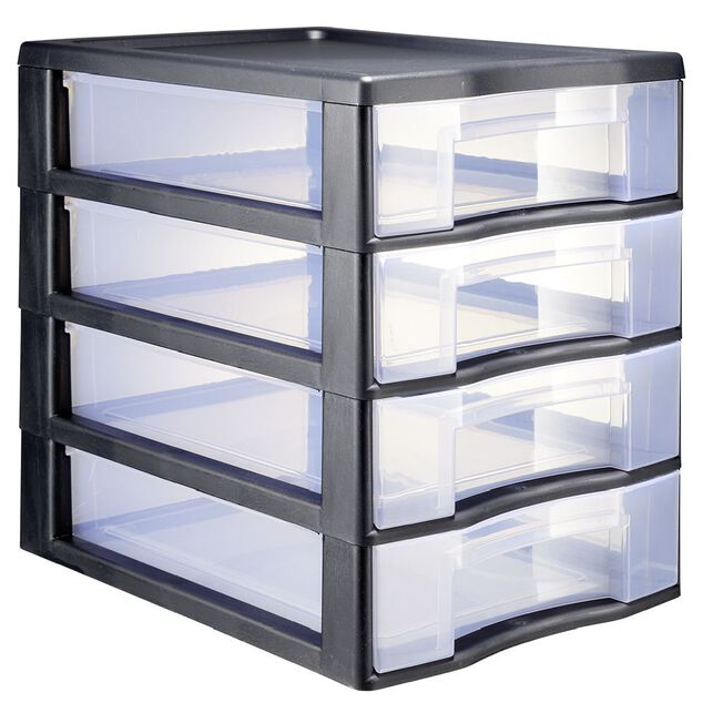 Tour de rangement 4 tiroirs format A4 noir