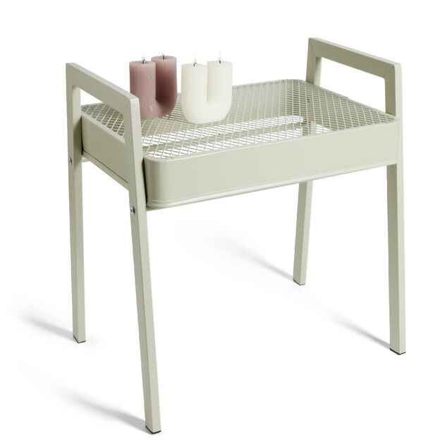 Bout de canap&eacute; Staky 44x32x47cm acier vert pistache