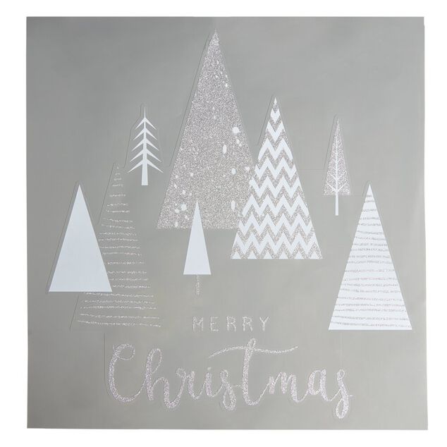 D&eacute;coration fen&ecirc;tre &eacute;lectrostatique No&euml;l for&ecirc;t Merry Christmas