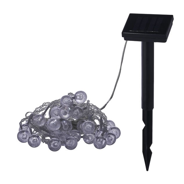 Guirlande boules lumineuses solaire blanc froid clignotant fixe 5,8 m