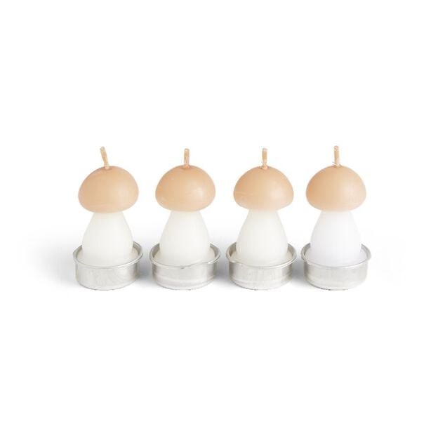 Bougie champignon blanc et orange 6H x4