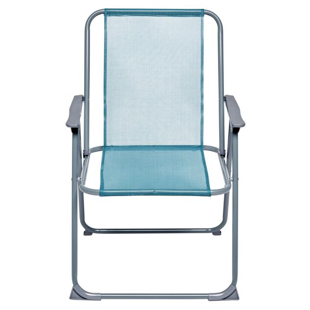 Fauteuil de camping pliant métal et textilène bleu