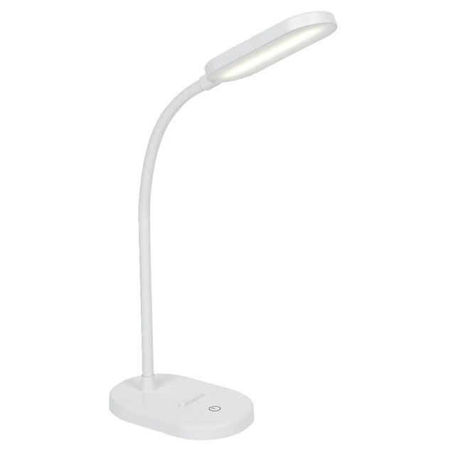Lampe de bureau flexible &agrave; LED avec support t&eacute;l&eacute;phone blanche