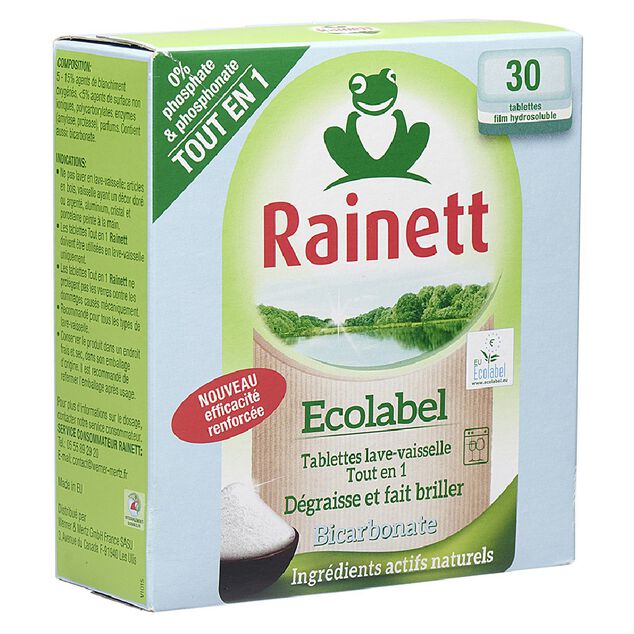 Tablette lave-vaisselle tout en 1 Rainett certifi&eacute; Ecolabel x30