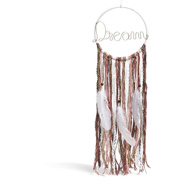 Attrape r&ecirc;ves plumes inscription Dream