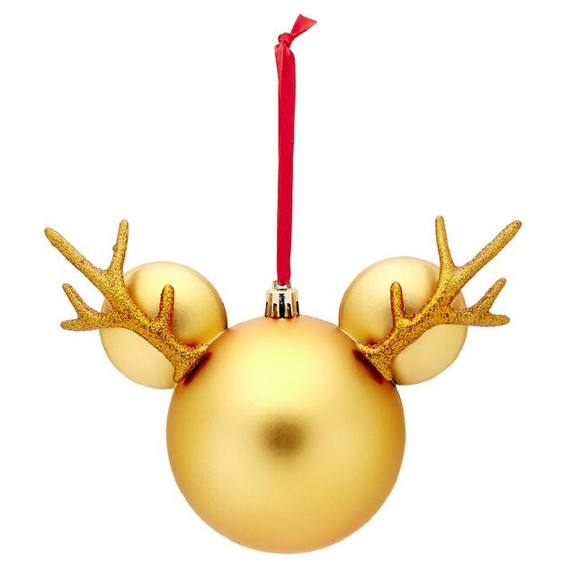 Boule de No&euml;l Disney t&ecirc;te de Mickey en 3D dor&eacute;e H15,5cm