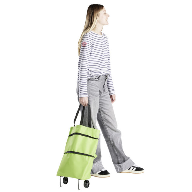 Sac de courses ajustable à roulettes 20L orange ou vert