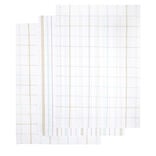 Lot de 3 torchons rectangulaires 50x70cm 100% coton quadrillé blanc