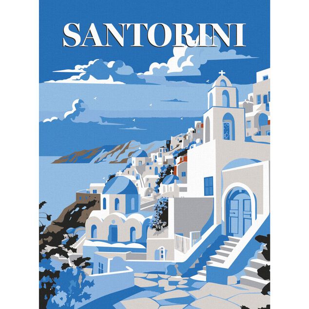 Toile &agrave; peindre &agrave; num&eacute;ro motif ville 30x40cm (5 mod&egrave;les)