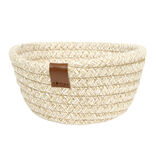 Pani&egrave;re ronde coton tress&eacute; marron &Oslash;16xH7cm