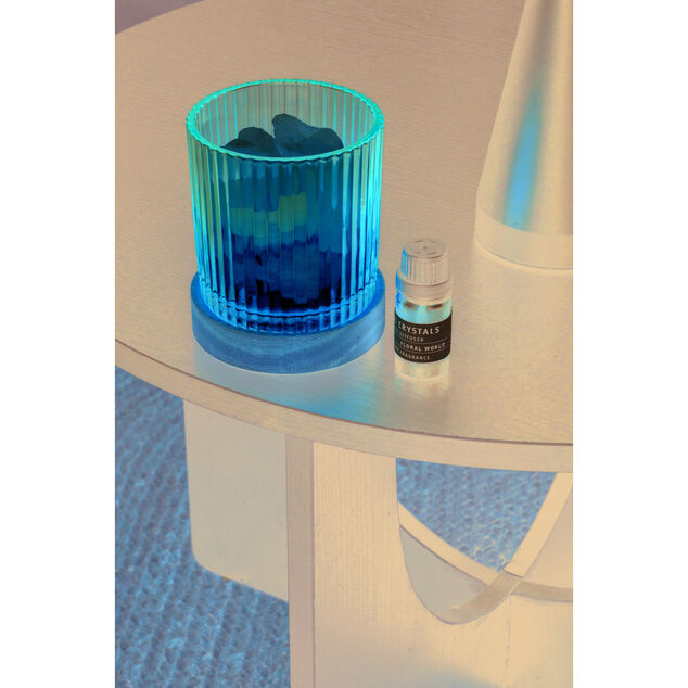 Diffuseur roche LED base bois avec 1 huile essentielle - 2 mod&egrave;les