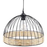 Suspension ronde métal osier noir et marron Ø35xH22cm