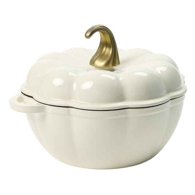 Cocotte fonte forme citrouille &Oslash;24xH18,5cm (2 mod&egrave;les cr&egrave;me ou rouille)