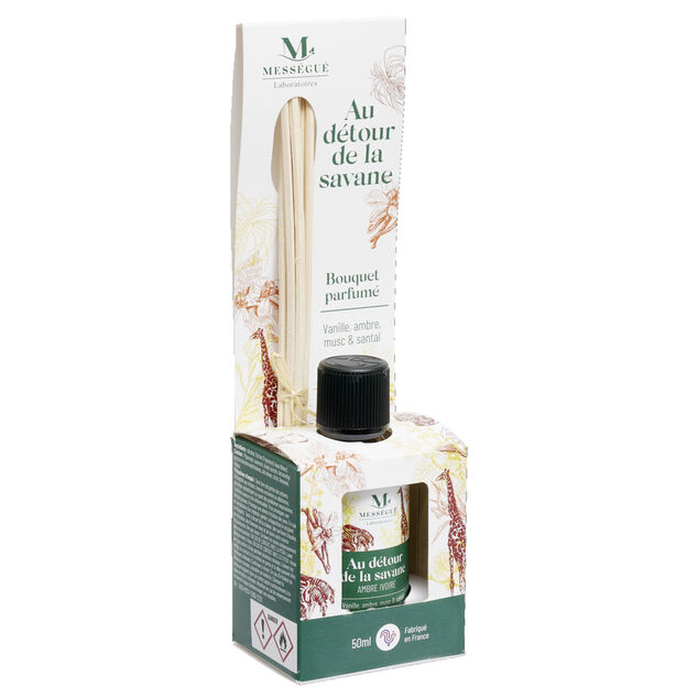 Diffuseur à bâtons Mességué bouquet parfumé vanille ambre musc santal 50ml
