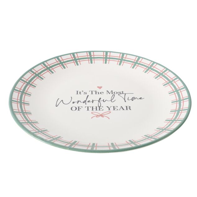 Assiete plate imprim&eacute; No&euml;l contour motif jacquard fa&iuml;ence &Oslash;20 cm