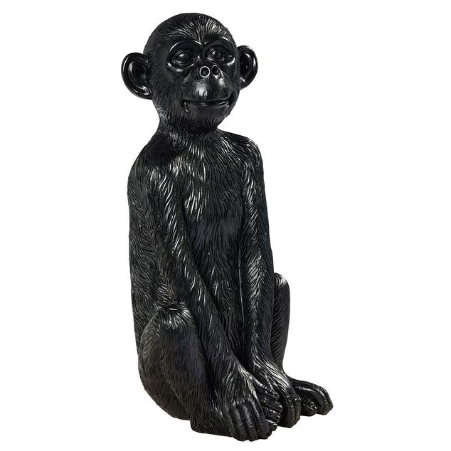 Singe assis d&eacute;co &agrave; poser en r&eacute;sine noir