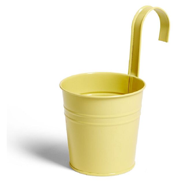 Cache pot &agrave; suspendre m&eacute;tal jaune &Oslash;10cm