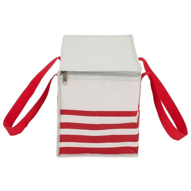 Sac &agrave; repas isotherme rouge et blanc L.28xl.18xH.21 cm