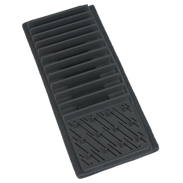 &Eacute;gouttoir avec tapis pliable gris fonc&eacute; 11 rang&eacute;es 12 picots