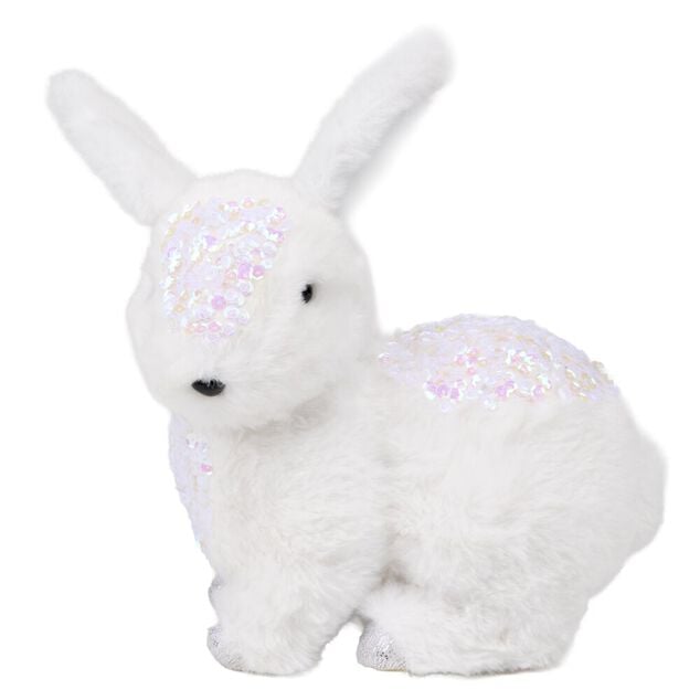 Animal de No&euml;l blanc brillant &agrave; poser H20cm (2 mod&egrave;les)