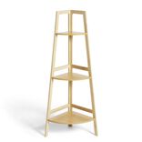 Etag&egrave;re d'angle bambou 3 niveaux 32xH103x32cm