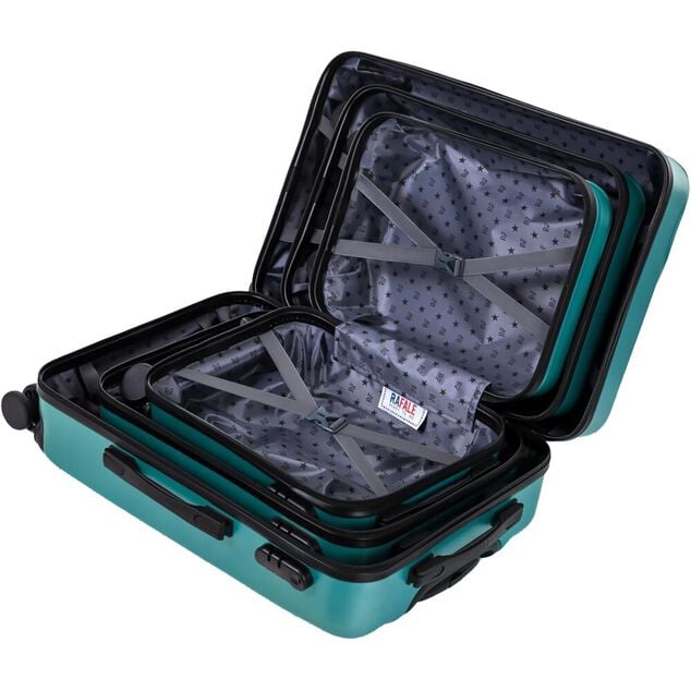 Valise cabine rigide plastique ABS vert 45x35xH65cm