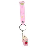 Porte cl&eacute; kawaii milkshake rose et blanc