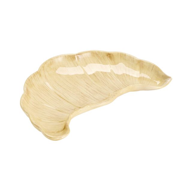 Vide-poche forme croissant en c&eacute;ramique marron 15,5x22,5cm