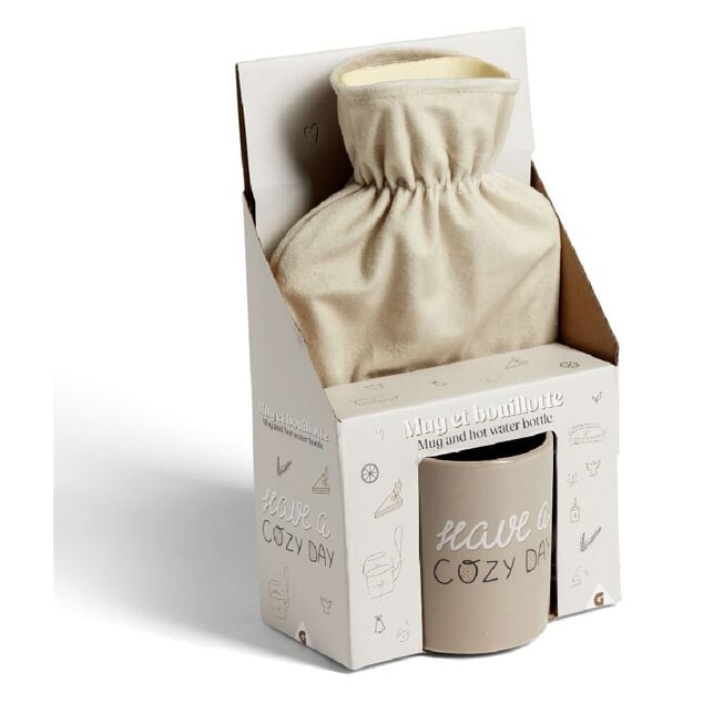 Coffret mug 330ml et bouillotte 600ml cosy beige