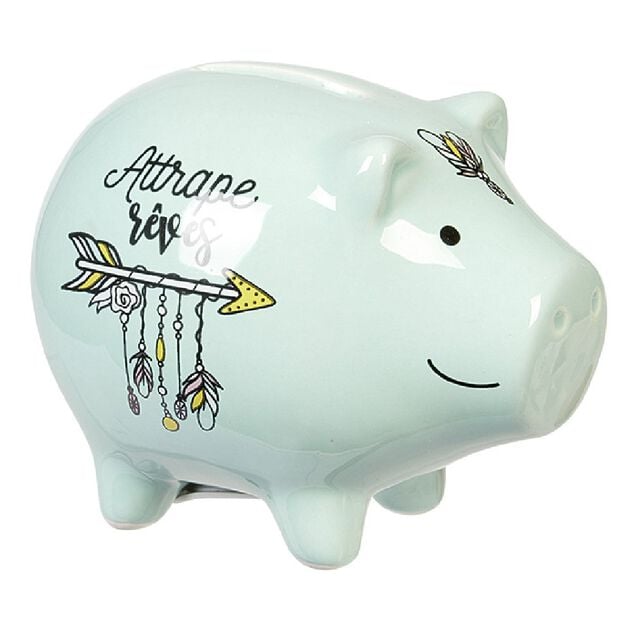Tirelire cochon bleu attrape r&ecirc;ves
