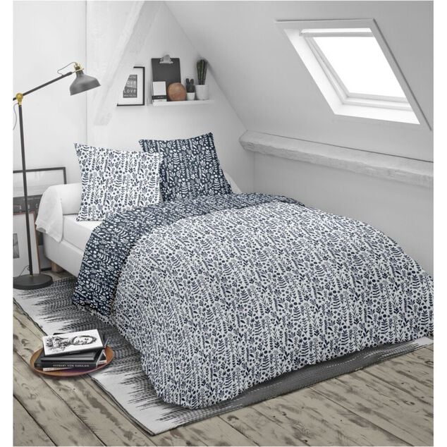 Parure de lit 140x200cm 1 personne coton motif imprim&eacute; 3 pi&egrave;ces (6 mod&egrave;les)