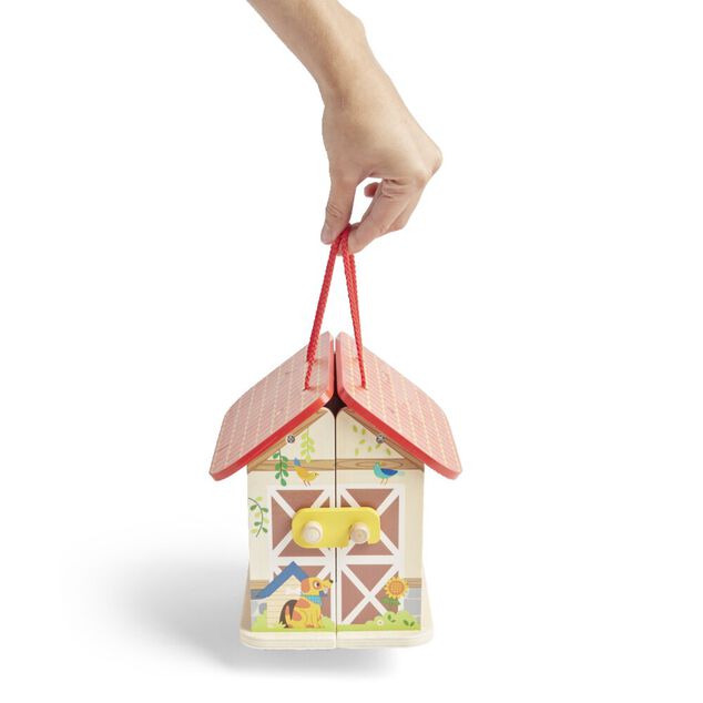 Ferme ou h&ocirc;pital ou caserne de pompiers pliable en bois 20,5x17,5xH19cm