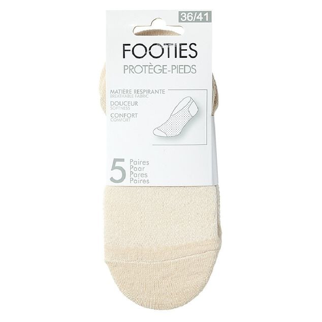 Paires de chaussettes invisible x5 femme beige