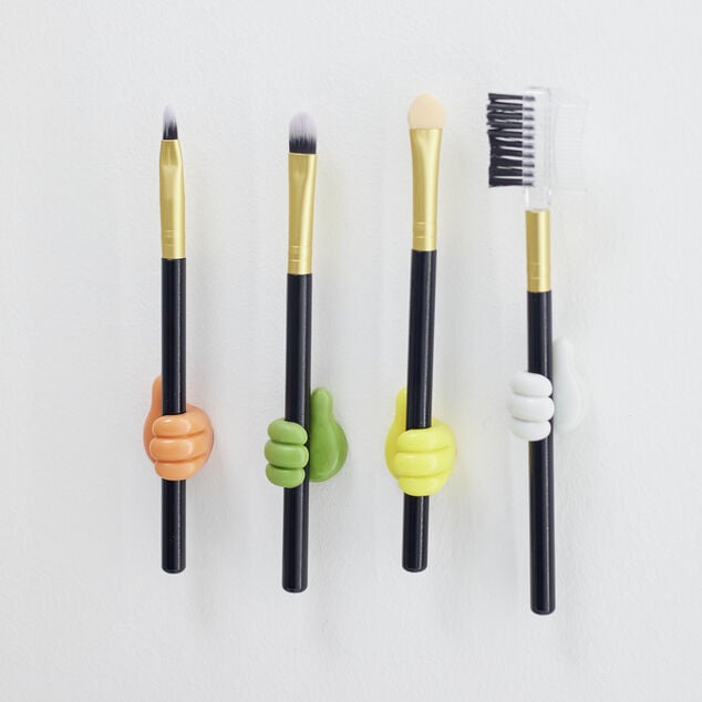 Lot de 10 crochets adh&eacute;sifs forme main multicolore