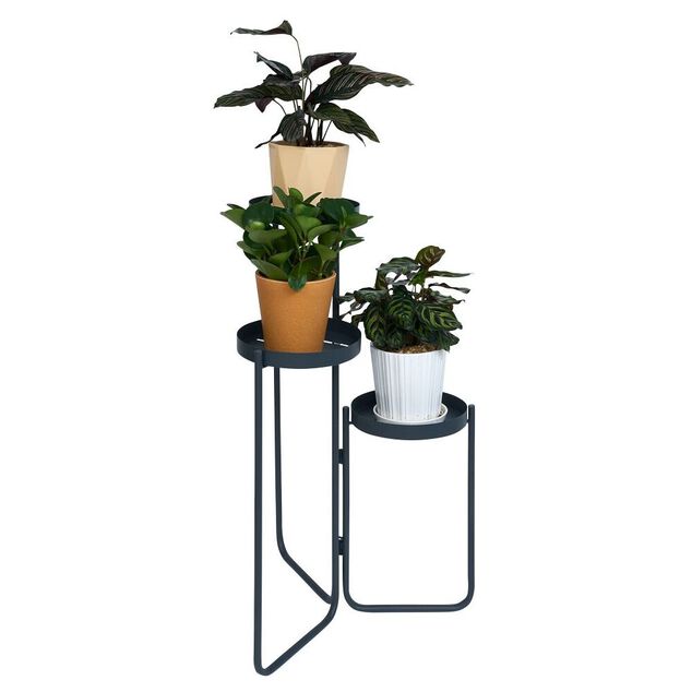 Porte plante 3 niveaux gris anthracite H70cm