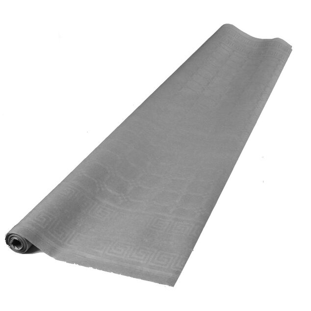 Nappe damass&eacute;e gris clair en papier 6 m