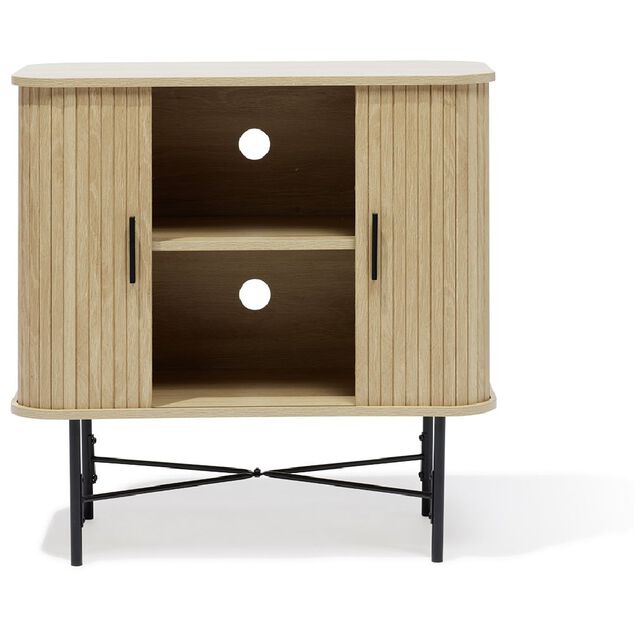 Buffet Gr&egrave;ge bois naturel et noir - L80xP39,5xH79 cm